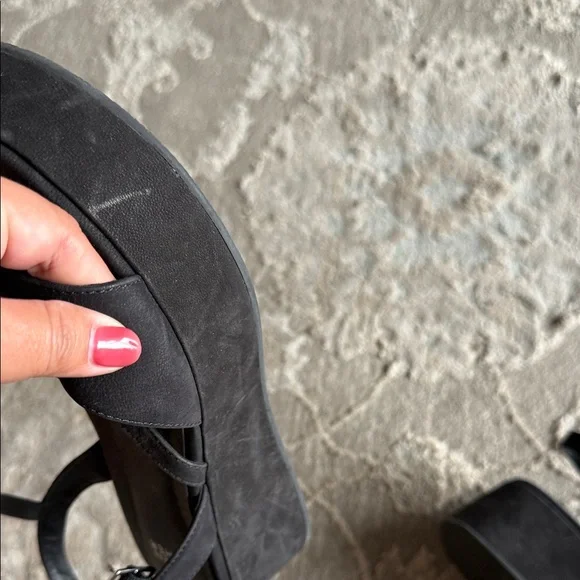 Eileen Fisher Dae Leather Wedge Sandal 8 Used - Picture 8 of 9